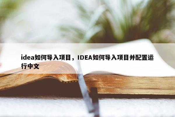 idea如何导入项目，IDEA如何导入项目并配置运行中文