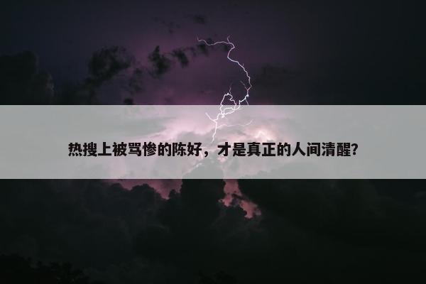 热搜上被骂惨的陈好，才是真正的人间清醒？