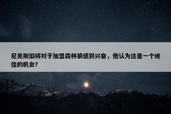 尼克斯旧将对于加盟森林狼感到兴奋，他认为这是一个绝佳的机会？