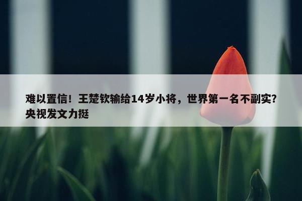 难以置信！王楚钦输给14岁小将，世界第一名不副实？央视发文力挺