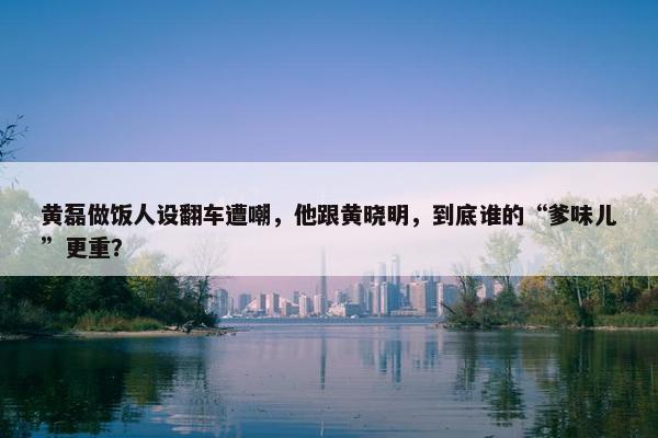 黄磊做饭人设翻车遭嘲，他跟黄晓明，到底谁的“爹味儿”更重？