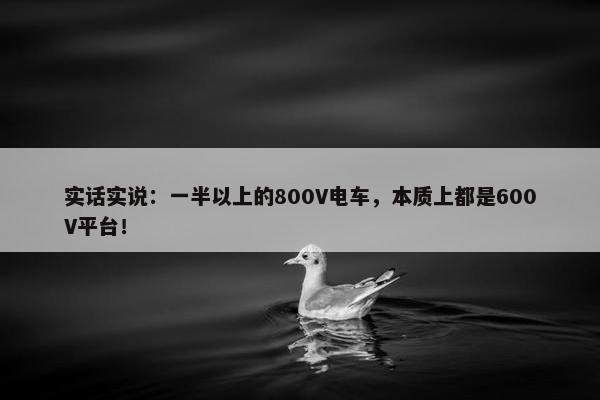 实话实说：一半以上的800V电车，本质上都是600V平台！